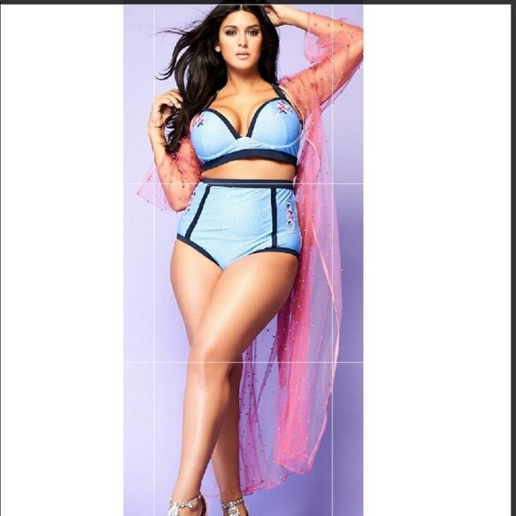 Marilyn Monroe Denim High Waist Swimsuit Bottom
